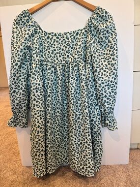 Janie and jack size 12 Leopard Print dress in Sage and Slate